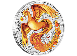 Stříbrná mince 1 Oz Australian Phoenix 2022 Red/Gold Color