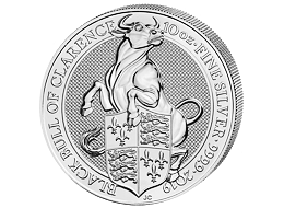 Stříbrná mince 10 Oz The Black Bull of Clarence 2019 (The Queen's Beasts)