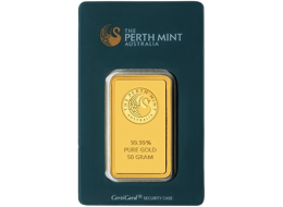 Investiční zlato - zlatý slitek 50g Perth Mint