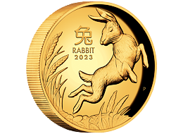 Lunární série III. - exkluzivní zlatá mince Year of the Rabbit (Rok králíka) 1 Oz 2023 High Relief PROOF