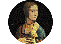 Exkluzivní stříbrná mince Lady with an Ermine (Dáma s hranostajem - Vinci) Great Micromosaic Passion 3 Oz 2020 PROOF - (4.)