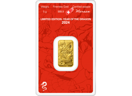 Investiční zlato - zlatý slitek 5g Argor Heraeus SA Year of the Dragon (Rok draka) 2024 Limited Edition