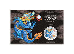 Lunární série III. - stříbrná mince Year of the Dragon - Blue Dragon (Rok draka) 1 Oz 2024 Color karta (Perth Coin Show)