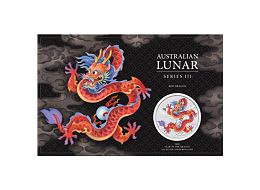 Lunární série III. - stříbrná mince Year of the Dragon - Red Dragon (Rok draka) 1 Oz 2024 Color karta