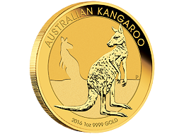 Investiční zlato - zlatá mince 100 AUD Australian Kangaroo (Klokan rudý) 1 Oz 2016