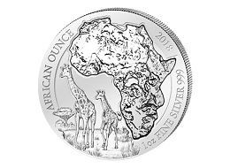 Stříbrná mince The African Silver Ounce Giraffe (Žirafa) Rwanda 1 Oz 2018