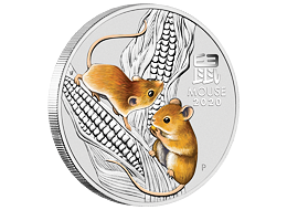 Lunární série III. - stříbrná mince Year of the Mouse (Rok krysy) 2 Oz 2020 Colored