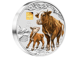 Lunární série III. - stříbrná mince Year of the Ox (Rok buvola) 1 kg 2021 Colored Gold Privy Mark