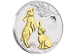 Lunární série III. - stříbrná mince Year of the Rabbit (Rok králíka) 1 Oz 2023 Gilded