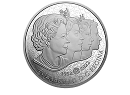 Stříbrná mince Královna Alžběta II. - Korunovace 2022 (H.M.Queen Elizabeth II.) 5 Oz 1952-2022 PROOF