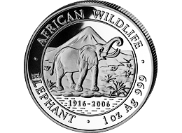 Stříbrná mince 1000 Schillings Elephant (Slon africký) 1 Oz 2006 (African Wildlife Series)