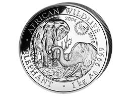 Exkluzivní stříbrná mince 2000 Schillings Elephant (Slon africký) 1 kg 2018 (African Wildlife Series) 15.výročí (2004-2018)