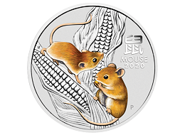 Lunární série III. - stříbrná mince Year of the Mouse (Rok krysy) 2 Oz 2020 Colored