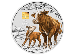 Lunární série III. - stříbrná mince Year of the Ox (Rok buvola) 1 kg 2021 Colored Gold Privy Mark