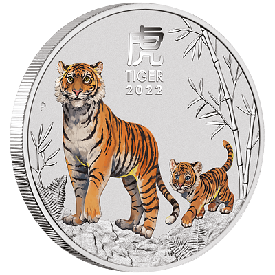 Lunární série III. - stříbrná mince Year of the Tiger (Rok tygra) 2 Oz 2022 Color