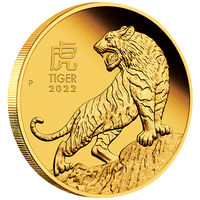 Lunární série III. - zlatá mince Year of the Tiger (Rok tygra) 1 Oz 2022 PROOF