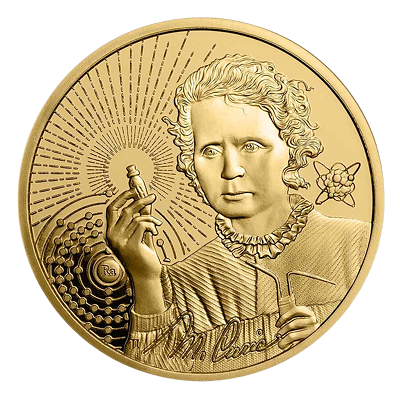 Exkluzivní zlatá mince Marie Curie 1 Oz 2023 (Icons of Inspiration) - (6.)