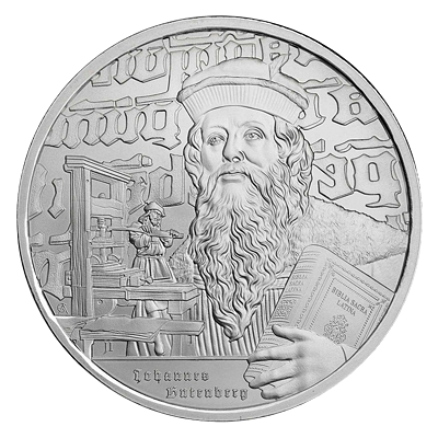 Stříbrná mince Johannes Gutenberg 1 Oz 2024 (Icons of Inspiration) - (8.)