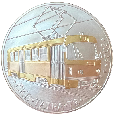 Stříbrná mince 500 Kč Tramvaj ČKD Tatra T3 2024 běžná kvalita