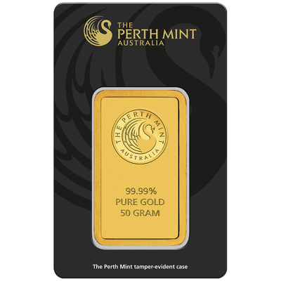 Investiční zlato - zlatý slitek 50g Perth Mint