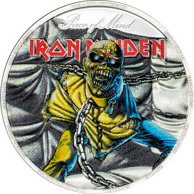 Exkluzivní stříbrná mince Iron Maiden - Piece of Mind 2 Oz 2023 Color PROOF