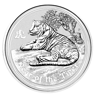 Lunární série II. - stříbrná mince 8 AUD Year of the Tiger (Rok tygra) 5 Oz 2010