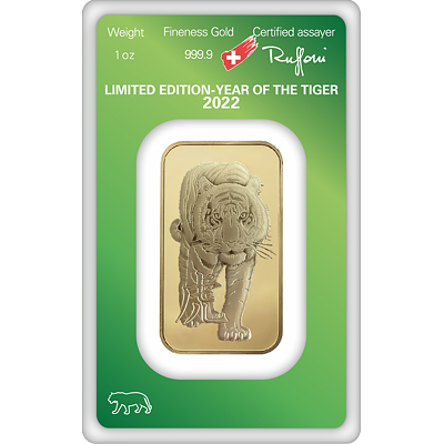 Investiční zlato - zlatý slitek 1 Oz Argor Heraeus SA Year of the Tiger (Rok tygra) 2022 Limited Edition