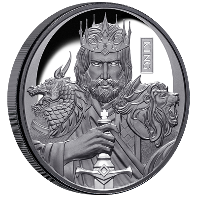 Exkluzivní stříbrná mince 1 Oz The King of Chess (Šachy - Král) Black PROOF