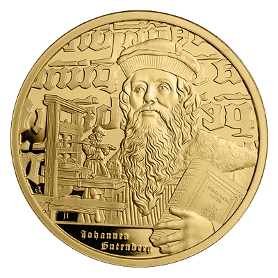 Exkluzivní zlatá mince Johannes Gutenberg 1 Oz 2024 (Icons of Inspiration) - (8.)