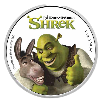 Sříbrná mince Shrek™ (20. výročí) 1 Oz 2021 Color