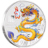 Lunární série III. - stříbrná mince Year of the Dragon - Yellow Dragon (Rok draka) 1 Oz 2024 Color karta (Melbourne Coin Show)